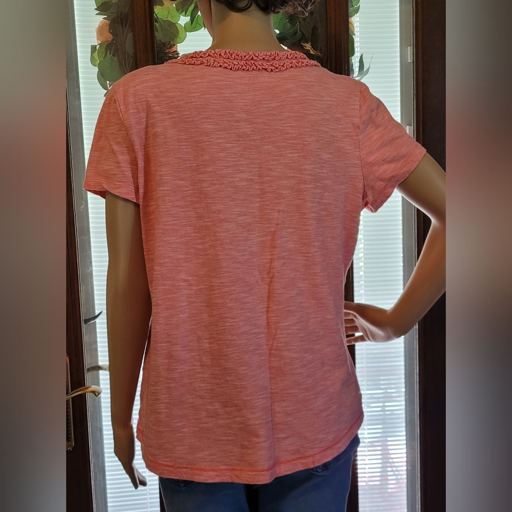L.L.BEAN Ruffle Detail T-shirt - Picture 2 of 3